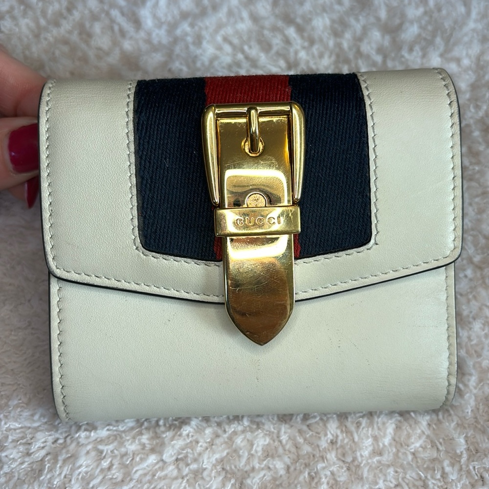 Gucci Sylvie Navy Sherry Line Wallet
